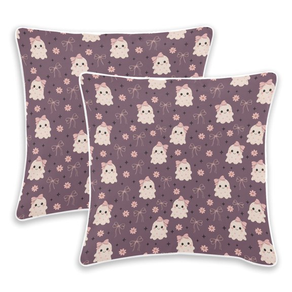 BZSMCE Ghost Bow Pattern Throw Pillow Covers Set of 2 Decorative Pillow Cases Covers for Sofa Bed Living Room