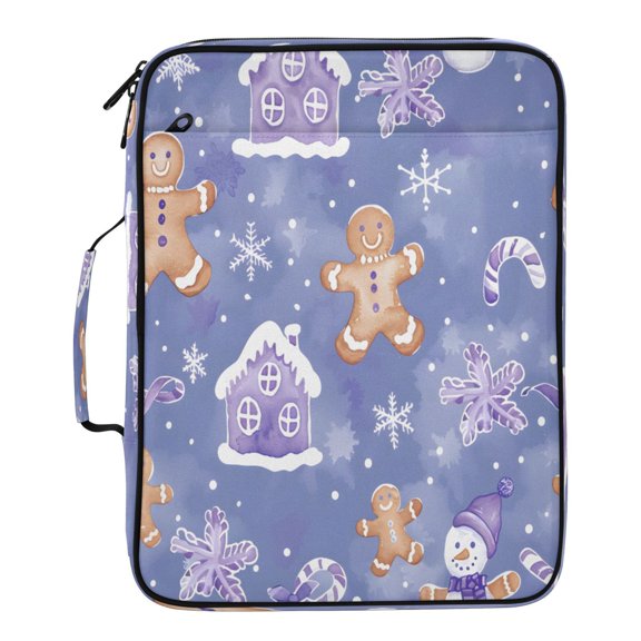 BZSMCE Gingerbread Man House Purple Pattern Pattern Water-Resistant Filing Folder Binder Organizer Keeper 1.2 Inch 3-Ring 7-Pocket Expanding File