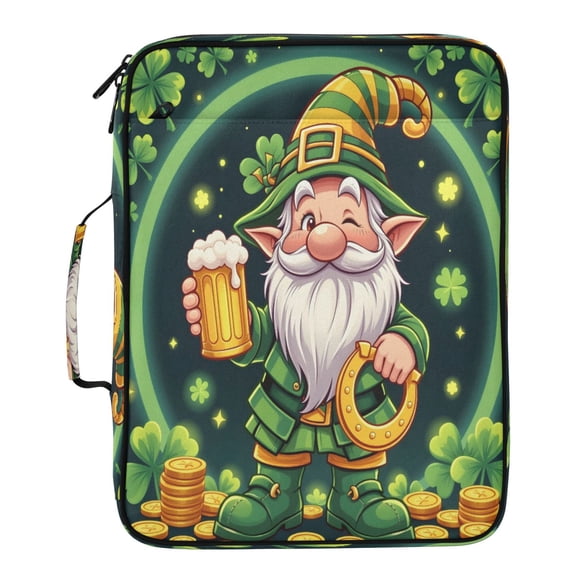 BZSMCE Gnome Clover Coins Pattern Water-Resistant Filing Folder Binder Organizer Keeper 1.2 Inch 3-Ring 7-Pocket Expanding File