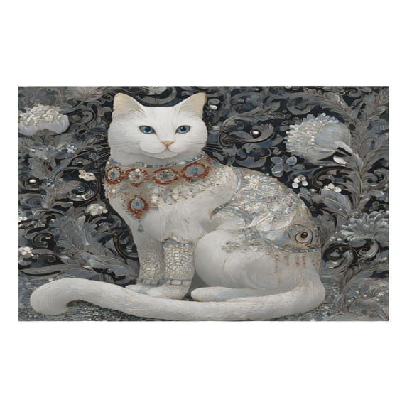 BZSMCE Gothic Botanical Feline Print Area Rug Non-Slip Silicone Backing ...