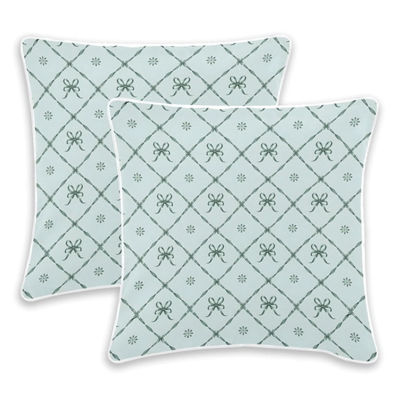 BZSMCE Green Bow Pattern Throw Pillow Covers Set of 2 Decorative Pillow Cases Covers for Sofa Bed Living Room