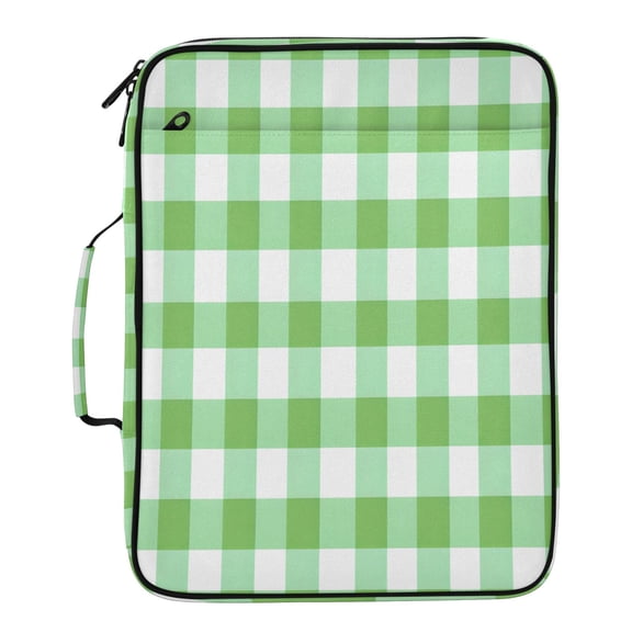 BZSMCE Green and White Striped Check Pattern Pattern Water-Resistant Filing Folder Binder Organizer Keeper 1.2 Inch 3-Ring 7-Pocket Expanding File