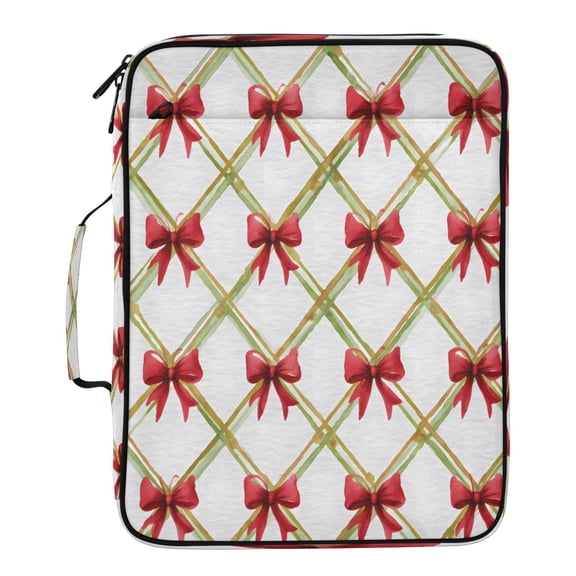 BZSMCE Grid Red Bow Tie Pattern Pattern Water-Resistant Filing Folder Binder Organizer Keeper 1.2 Inch 3-Ring 7-Pocket Expanding File