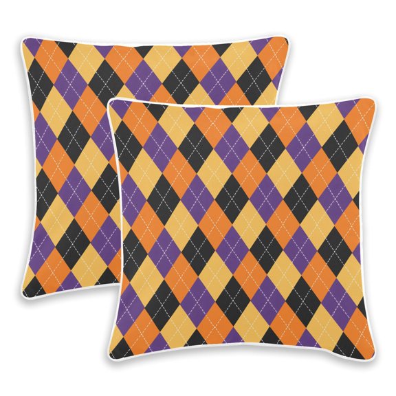 BZSMCE Halloween Argyle Throw Pillow Covers Set of 2 Decorative Pillow Cases Covers for Sofa Bed Living Room