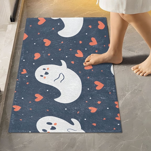 BZSMCE Halloween Pattern 2-Piece Non-Slip Absorbent Bathroom Rug Set, Soft Bath Mat & Toilet Rug