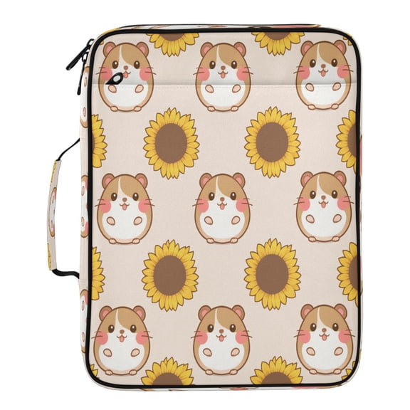 BZSMCE Hamster Sunflower Pattern Pattern Water-Resistant Filing Folder Binder Organizer Keeper 1.2 Inch 3-Ring 7-Pocket Expanding File
