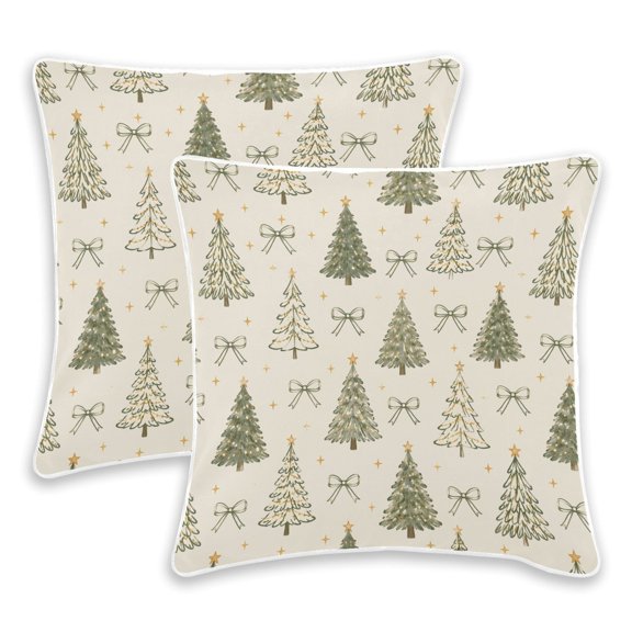 BZSMCE Hand Drawn Christmas Bow Pattern Throw Pillow Covers Set of 2 Decorative Pillow Cases Covers for Sofa Bed Living Room