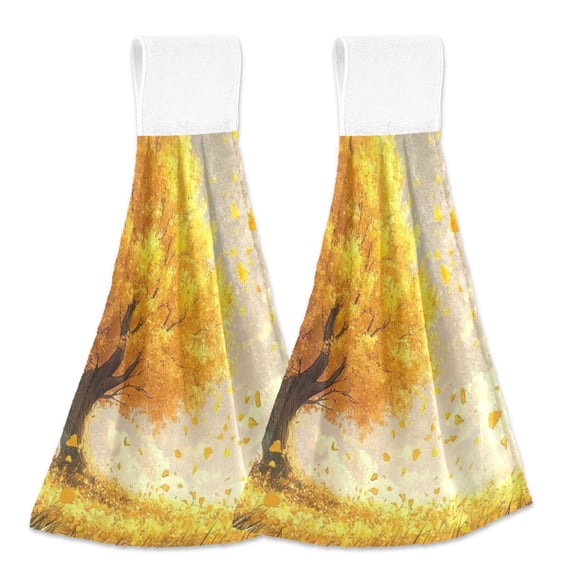 BZSMCE Hanging Hand Towels Fashion Autumn Embrace Pattern 2-Pack - Velcro Style Bathroom Kitchen Towels