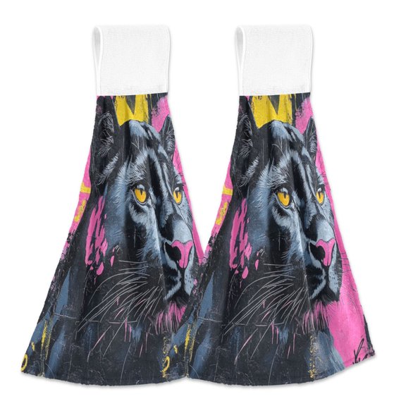 BZSMCE Hanging Hand Towels Fashion Bold Reflection Pattern 2-Pack - Velcro Style Bathroom Kitchen Towels