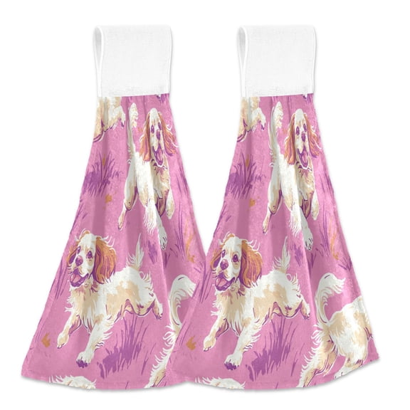BZSMCE Hanging Hand Towels Fashion Bubbly Spring Pattern 2-Pack - Velcro Style Bathroom Kitchen Towels