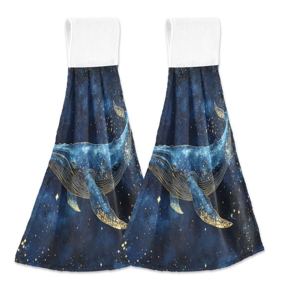 BZSMCE Hanging Hand Towels Fashion Cosmic Blue Pattern 2-Pack - Velcro Style Bathroom Kitchen Towels