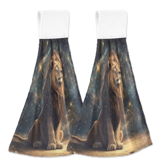BZSMCE Hanging Hand Towels Fashion Cosmic King Pattern 2-Pack - Velcro Style Bathroom Kitchen Towels