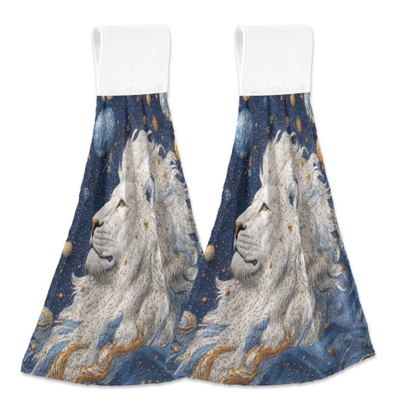 BZSMCE Hanging Hand Towels Fashion Cosmic King Pattern 2-Pack - Velcro Style Bathroom Kitchen Towels