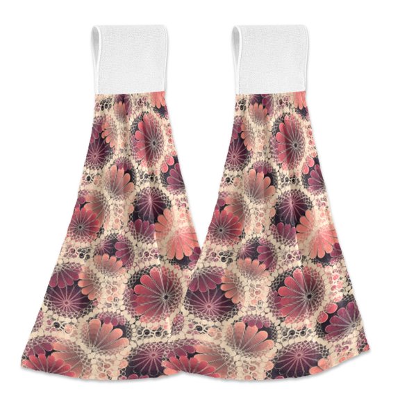 BZSMCE Hanging Hand Towels Fashion Crimson Burst Pattern 2-Pack - Crimson Burst Kitchen Towels