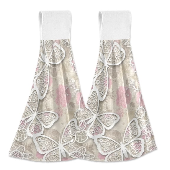 BZSMCE Hanging Hand Towels Fashion Crimson Burst Pattern 2-Pack - Sepia Flutter Kitchen Towels