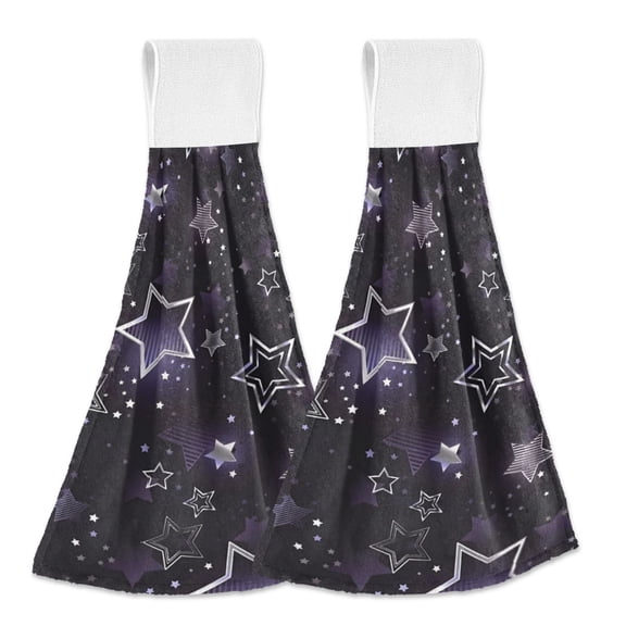 BZSMCE Hanging Hand Towels Fashion Crimson Burst Pattern 2-Pack - Starry Midnight Kitchen Towels