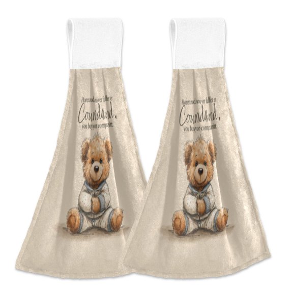 BZSMCE Hanging Hand Towels Fashion Cuddle Buddy Pattern 2-Pack - Velcro Style Bathroom Kitchen Towels