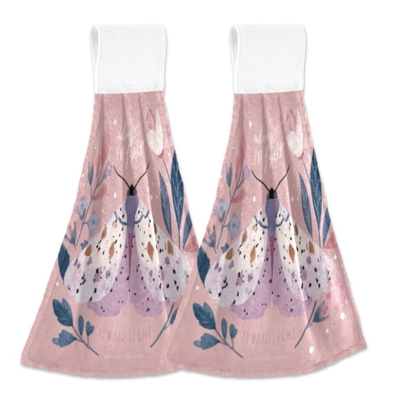 BZSMCE Hanging Hand Towels Fashion Dreamy Dawn Pattern 2-Pack - Velcro Style Bathroom Kitchen Towels