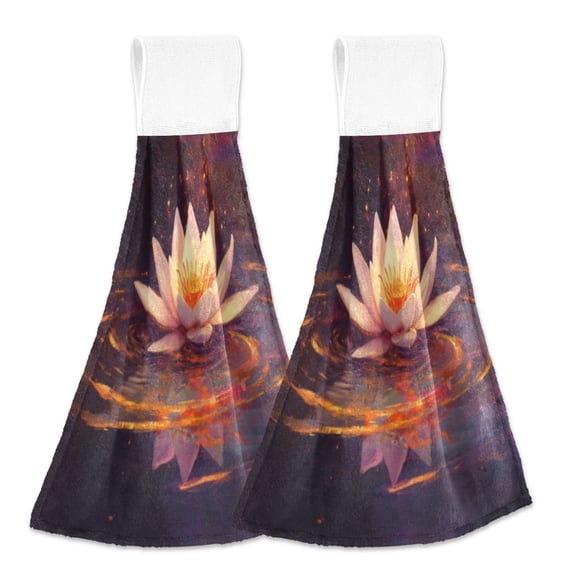 BZSMCE Hanging Hand Towels Fashion Ethereal Bloom Pattern 2-Pack - Velcro Style Bathroom Kitchen Towels
