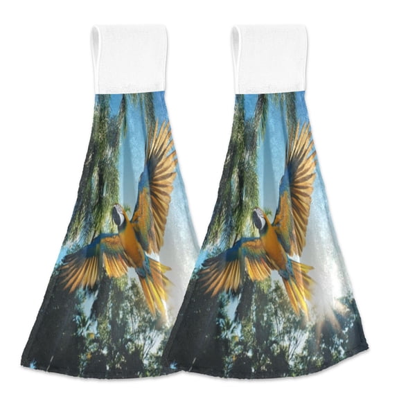 BZSMCE Hanging Hand Towels Fashion Ffyy4_a_blue_and_yellow_macaw_flying_in_the_air_its_wings_sprea_6fa8a966-c9f9-4d64-886b-08b21435c7bb Pattern 2-Pack - Velcro Style Bathroom Kitchen Towels