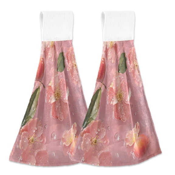 BZSMCE Hanging Hand Towels Fashion Floral Water Dance Pattern 2-Pack - Velcro Style Bathroom Kitchen Towels