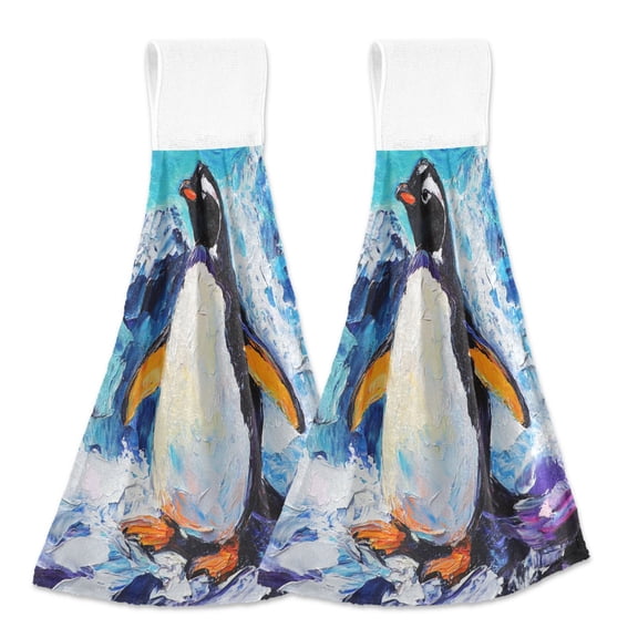 BZSMCE Hanging Hand Towels Fashion Frozen Splendor Pattern 2-Pack - Velcro Style Bathroom Kitchen Towels