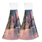 BZSMCE Hanging Hand Towels Fashion Paradise Falls Pattern 2-Pack - Velcro Style Bathroom Kitchen Towels