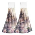 thumbnail image 1 of BZSMCE Hanging Hand Towels Fashion Pavilion Lotus Flowers Water Pattern 2-Pack - Velcro Style Bathroom Kitchen Towels, 1 of 7