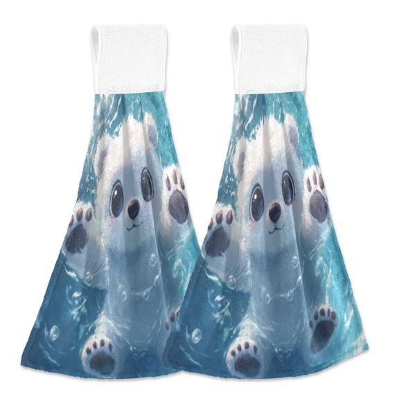 BZSMCE Hanging Hand Towels Fashion Paws in Paradise Pattern 2-Pack - Velcro Style Bathroom Kitchen Towels