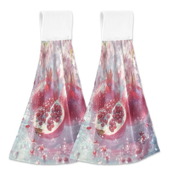 BZSMCE Hanging Hand Towels Fashion Sparkling Pomegranate Dreams Pattern 2-Pack - Velcro Style Bathroom Kitchen Towels
