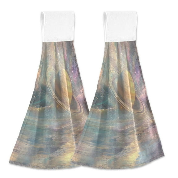 BZSMCE Hanging Hand Towels Fashion Stellar Dreams Pattern 2-Pack - Velcro Style Bathroom Kitchen Towels