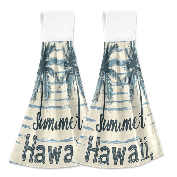 BZSMCE Hanging Hand Towels Fashion Summer Paradise Pattern 2-Pack - Velcro Style Bathroom Kitchen Towels
