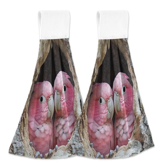 BZSMCE Hanging Hand Towels Fashion Sweet Buddies Pattern 2-Pack - Velcro Style Bathroom Kitchen Towels
