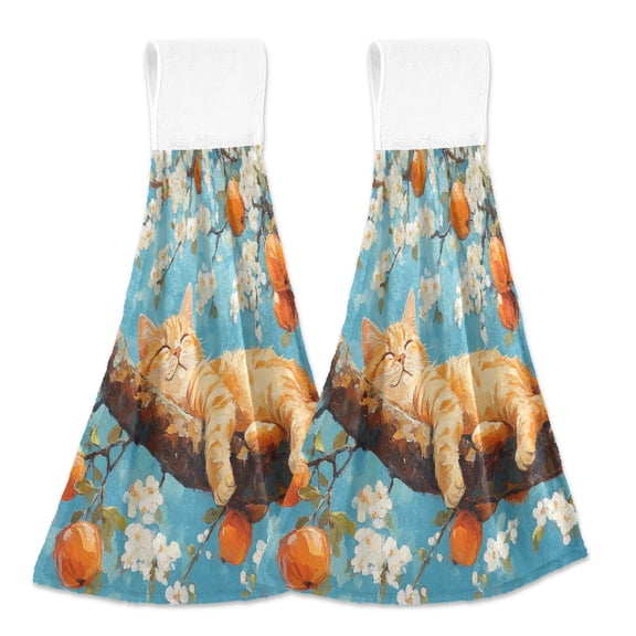 BZSMCE Hanging Hand Towels Fashion Sweet Dreams in Citrus Pattern 2-Pack - Velcro Style Bathroom Kitchen Towels