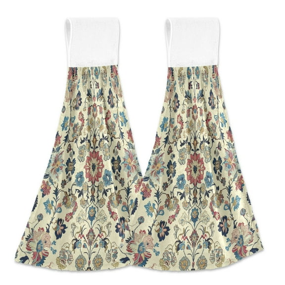 BZSMCE Hanging Hand Towels Fashion Timeless Garden Tapestry Pattern 2-Pack - Velcro Style Bathroom Kitchen Towels