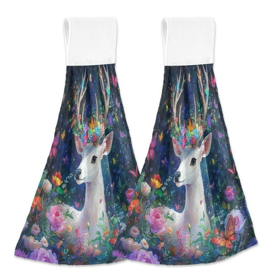 BZSMCE Hanging Hand Towels Fashion Whimsical Garden Guardian Pattern 2-Pack - Velcro Style Bathroom Kitchen Towels
