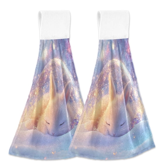 BZSMCE Hanging Hand Towels Fashion Winter Sanctuary Pattern 2-Pack - Velcro Style Bathroom Kitchen Towels
