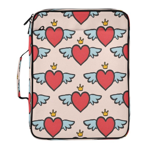 BZSMCE Heart Wings Crown Pattern Pattern Water-Resistant Filing Folder Binder Organizer Keeper 1.2 Inch 3-Ring 7-Pocket Expanding File