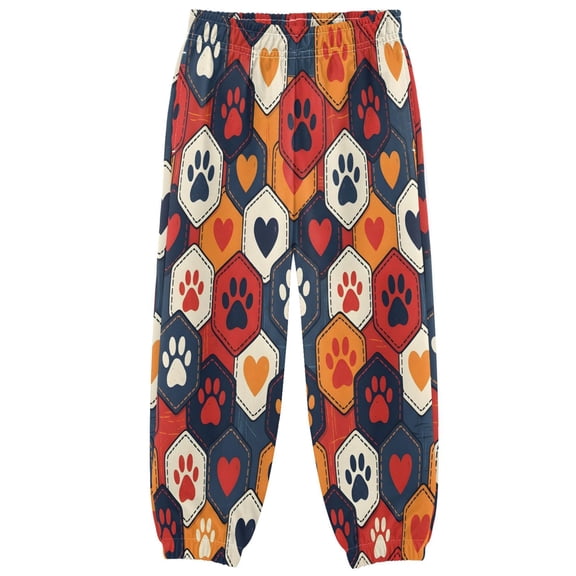 BZSMCE Heart-shaped Checkered Pattern Print Elastic Waist Jogger Pants Lightweight Wind Resistant Casual Athletic Trousers with Cuffed Ankles & Side Pockets