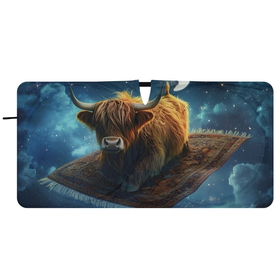 BZSMCE Highland Cattle Shade Foldable UV Protection for Car SUV Truck 59" x 30"/62" x 32"