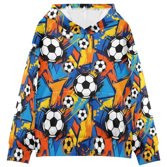 BZSMCE Hip Hop Football Pattern Print Hoodie Casual Pullover Sweatshirt With Kangaroo Pocket