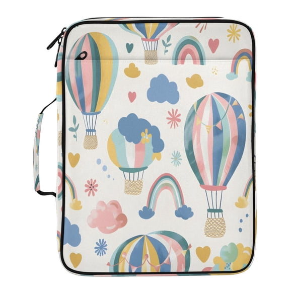 BZSMCE Hot Air Balloon Clouds Rainbow Heart Colorful Pattern Pattern Water-Resistant Filing Folder Binder Organizer Keeper 1.2 Inch 3-Ring 7-Pocket Expanding File