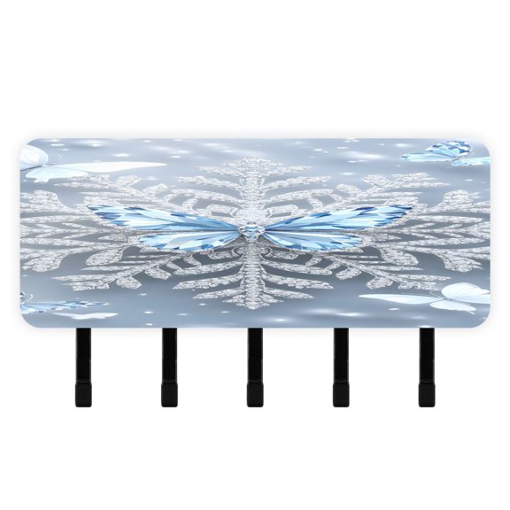 BZSMCE Ice?crystal Winged Magic Print Mount Hook Rack 5Hook Acrylic ReversePrint Wall Hanger With Hidden Storage Compartment