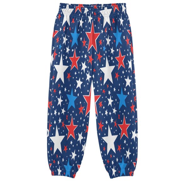 BZSMCE Independence Day Print Elastic Waist Jogger Pants Lightweight Wind Resistant Casual Athletic Trousers with Cuffed Ankles & Side Pockets