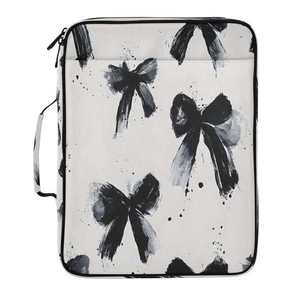 BZSMCE Ink Black Bow Pattern Pattern Water-Resistant Filing Folder Binder Organizer Keeper 1.2 Inch 3-Ring 7-Pocket Expanding File