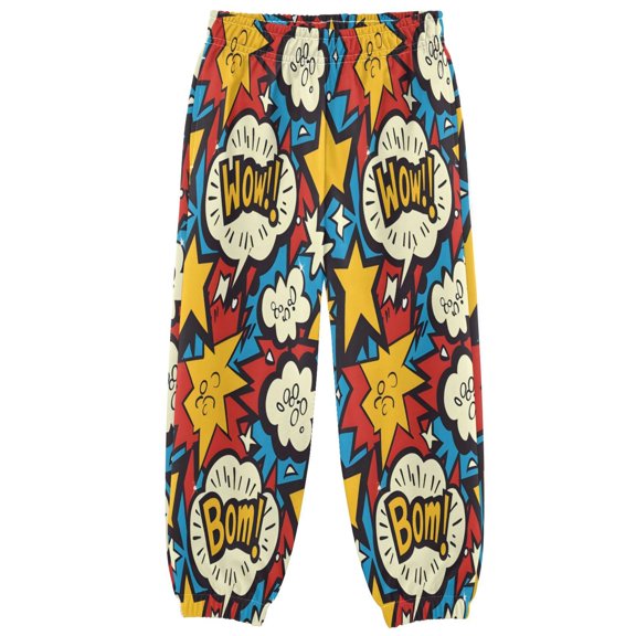 BZSMCE Inspired by The Seamless Pattern Of Pop Art in The 1990s It Has Cartoon-style Graphics and Voice Bu Print Elastic Waist Jogger Pants Lightweight Wind Resistant Casual Athletic Trousers with Cu