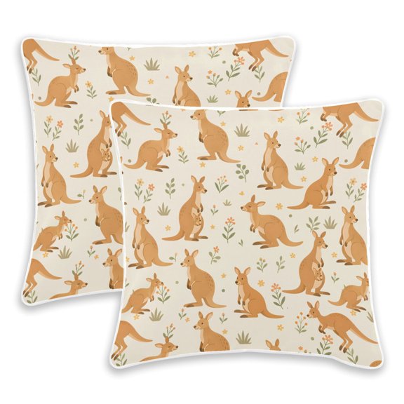 BZSMCE Kangaroo Throw Pillow Covers Set of 2 Decorative Pillow Cases Covers for Sofa Bed Living Room