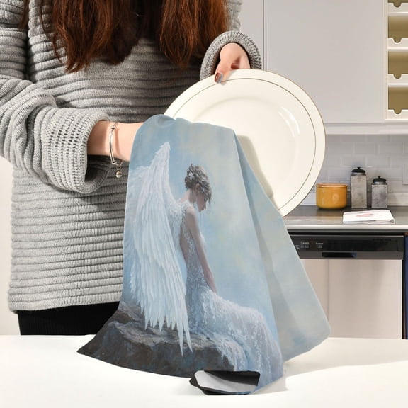 BZSMCE Kitchen Towels Creative Angel Painting Pattern Durable Kitchen Towel
