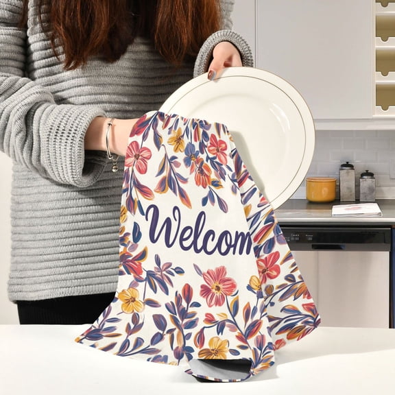 BZSMCE Kitchen Towels Creative Autumn Elements Bloom Pattern Durable Kitchen Towel