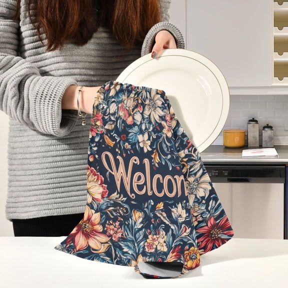 BZSMCE Kitchen Towels Creative Bloom Elements Pattern Pattern Durable Kitchen Towel